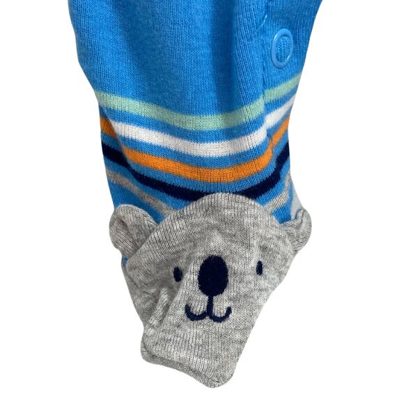 Carter's Bear Footed Sleeper Orange Grey Stripe PR - Picture 4 of 8